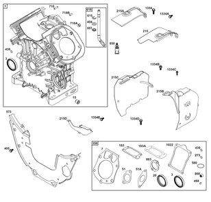 Cylinder Group Diagram and Parts List for 61E377-0155-J1 400000 - 699999 Briggs and Stratton Engine